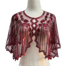 Glanzende sjaal uit de jaren 1920 voor dames, flapper avondjurk, accessoire voor gala, damesomslagdoek, shrug, elegante sjaal met pailletten.