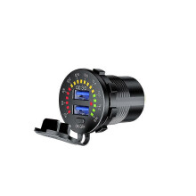 12 24V Dual USB Kfz Ladebuchse mit farbigem Digitalvoltmeter, QC 3.0 Schnellladefunktion für Busse, Anhänger und Boote