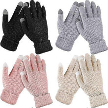 4 Paar Damen Winterhandschuhe mit Touchscreen Funktion, warm gefüttertes Fleece Material mit elastischen Bündchen