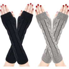 Women's Winter Half Gloves, 2 Pairs of Warm Knitted Fingerless Arm Warmers Mittens