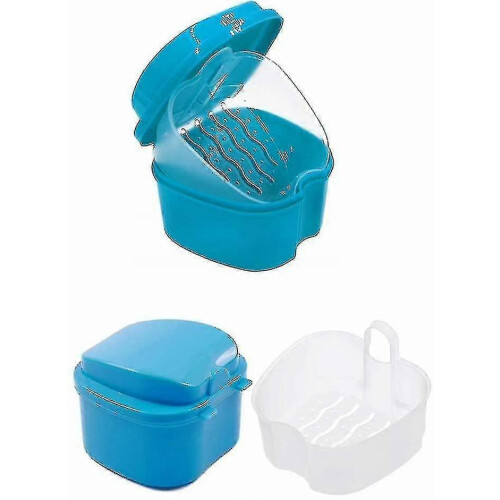 Denture Case Orthodontic Dental Retainer Box False Teeth Storage Container Denture Cleaning Box 2
