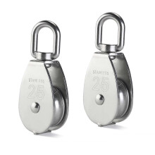 25mm Stainless Steel Swivel Pulley - 400kg Lifting Pulley - Silver - 2 Pieces