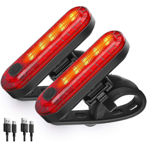 2 Pack Bike Tail Light Led Usb Rechargeable Safety Warning