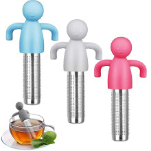 Theefilter Thee Infuser Roestvrij staal Thee Zeef, Roestvrij staal Thee Verspreider met Siliconen Hand