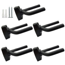 Paquete de 5 soportes de pared negros para guitarra con tornillos incluidos. Aptos para guitarras.