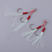 2pcs Stainless Steel Assist Hooks Sea Fishing Jig Jigging Barbed Hooks 14