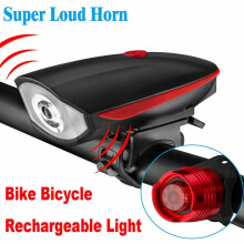 Faro delantero LED recargable por USB para bicicleta, luz de cabeza para bicicleta, lámpara de ciclismo + bocina