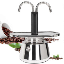 2 Cup Dual Pipe Moka Pot Stainless Steel Stovetop Espresso Maker Cafeteras Italian Percolator Espres