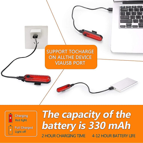 2 Pack Bike Tail Light Led Usb Rechargeable Safety Warning 2