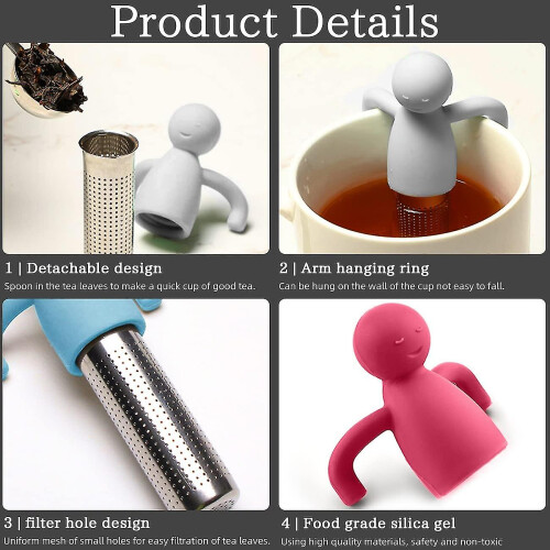 Teefilter Tee-Ei Edelstahl Teesieb, Edelstahl Tee Diffusor mit Silikon Hand 2