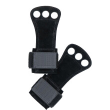(S, Black) 1 Pair Gymnastics Hand Grips with Fastener Tape Palm Protection Powerlifting Hand Straps Wrist Support Sports Accessories KAESI