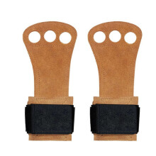 (M, Brown) 1 Pair Gymnastics Hand Grips with Fastener Tape Palm Protection Powerlifting Hand Straps Wrist Support Sports Accessories KAESI