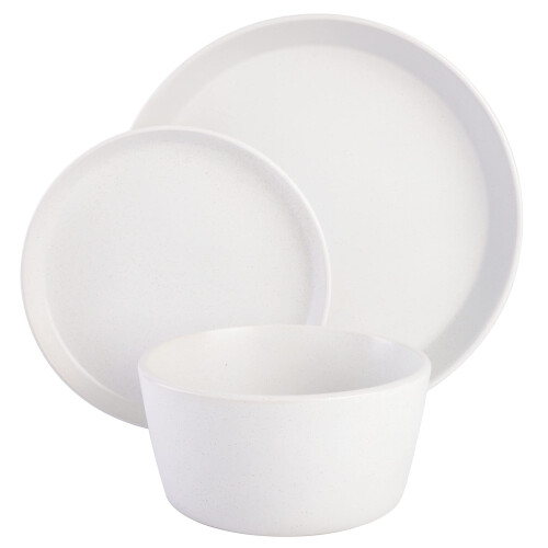 Gibson Soho Lounge Sofia Coupe Dinnerware Set, Service for 4 (12pcs), White w/Speckle 1