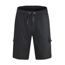 Pantalones cortos cargo casuales para hombre, de color liso, con cordones y cintura elstica, hasta la rodilla y con bolsillos.
