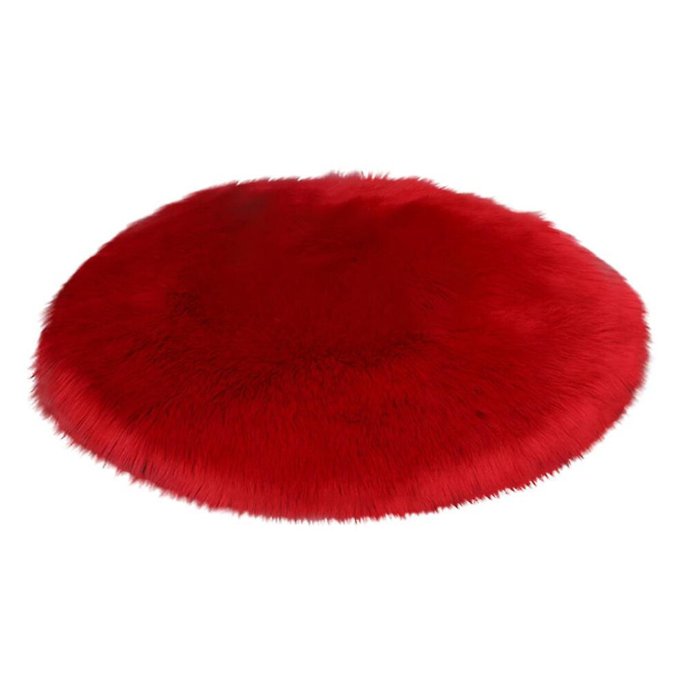 (45cm, Red) ZHOUBA 30/35/40/45cm Round Plain Fluffy Rug Pad Carpet Bedroom Mat Cover Home Decor-image-OPC-PSFDMMB-NEW