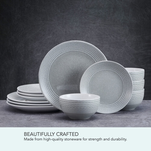 Pfaltzgraff Felicity 12 Piece Dinnerware Set, Service for 4,Gray 2