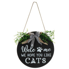1pc Wood Welcome Sign Front Door Hanging Wall Art Plaque Ornament Decor