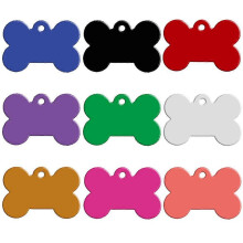 (20pcs, Rose) 20/60/80/100pcs Bone Shape Double Sides Dog Cat ID Tags Custom Engraved Dog Tag
