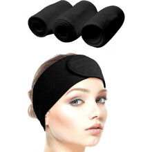 3PCS umývateľné vlasy make-up čelenka čierna stieracia čelenka čelenka pre Spa Yoga Sports make-up starostlivosť o tvár