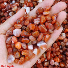 (100g, Red Agate) Natural Stone Reiki Healing Gravel Crystal Chip Quartz Agate Energy Mineral Gemstone Specimen Aquarium Home Decoration DIY Craft