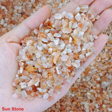 (20g, Sun Stone) Natural Stone Reiki Healing Gravel Crystal Chip Quartz Agate Energy Mineral Gemstone Specimen Aquarium Home Decoration DIY Craft