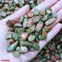 (100g, Unakite) Natural Stone Reiki Healing Gravel Crystal Chip Quartz Agate Energy Mineral Gemstone Specimen Aquarium Home Decoration DIY Craft