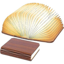 Wooden Folding LED Book Lamp, USB Rechargeable Night Light, 360?? Magnetic Foldable Table Lamp, Walnut Mood Light (9 x 12 x 2)