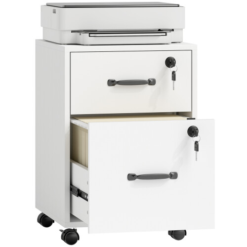 Homcom HOMCOM Roll File Cabinet with Drawer, Organiser Letter Size, White 1