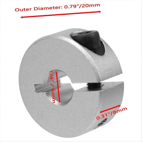 4 pcs 1/4inch Single Split Clamp-On Shaft Collars 1