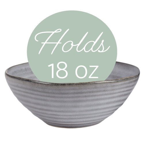Modern Chic Ribbed Ceramic Stoneware Dinnerware Bowls Set of 4 - Slate Grey 1