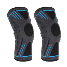 (L) Genouill??res de sport en silicone pressuris?? anti-collision avec ressort de soutien