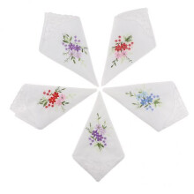 2x5 stuks Dames Witte Bloemenborduurwerk Katoenen Kant Zakdoekjes 02