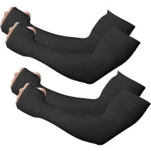 2025 Latest Model Unisex Sleeves with Thumb Holes, Covered Arms, Sun Protection and UV Protection Sleeves for Volleyball, Football, Golf, 2 Pairs, Bla
