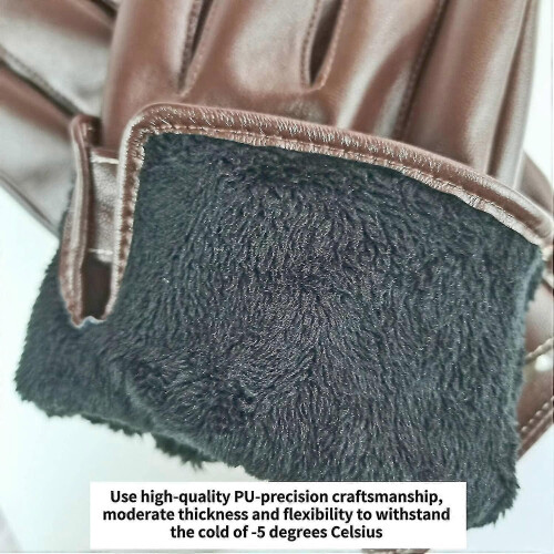 Herren Lederhandschuh. Winter Handschuh mit Touchscreen. PU Material. Fleecegefüttert. 2