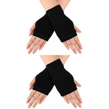 Blulu 2 paar vingerloze warme handschoenen met duimgat, comfortabele halfvingerloze rijhandschoenen, gebreide wanten voor mannen en vrouwen