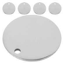 Round Stainless Steel Dog Tag Pendants for DIY 5Pcs Blank Engraving Tags