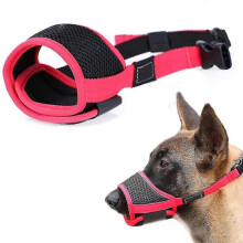 (m, Rouge) Museli??re pour chien en nylon souple anti-morsure et anti-aboiement, en maille respirante et s??curis??e.