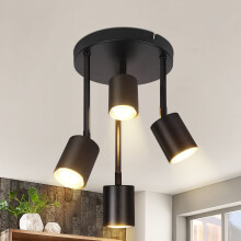 Glitzerlife Ceiling lampe Black 4-Light GU10 Modern Round 350Â Swivel Spotlights for Living Room Kitchen