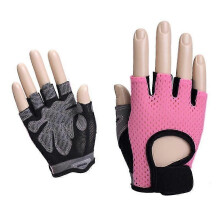 Women Fashion Strength Training Half Finger Gloves Palm Protective Gloves Sports Equipment Gloves(Pink, Gray,2 Pairs)