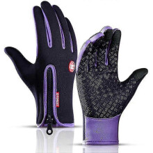 (XL, Violet) Gants thermiques Freezer, gants d'hiver chauds avec rev??tement r??sistant ?? l'eau et fonction tactile, Id