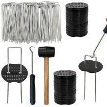 Weed Control Membrane Pegs Buffer Washer Set Blue with Rubber Mallet (SET OF 50)