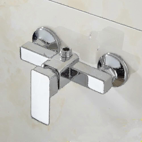 Rubinetto doccia moderno a parete cromato con miscelatore per acqua calda e fredda. 1