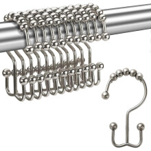 Shower Curtain Hooks Rings, Rust-Resistant Metal Double Glide Shower Hooks for Bathroom Shower Rods Curtains