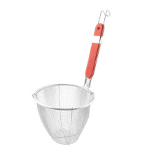 Wooden Handle Stainless Steel Kitchen Ware Dumplings Noodles Mesh Strainer 5.3" x 4.9