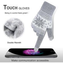 Winterhandschoenen met touchscreen functionaliteit en sneeuwbloemenprint, warm voor dames en heren.