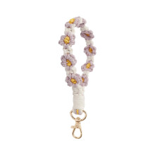 (UN) Porte-cl??s macram?? fleuri fait main, dragonne pour femme, style boh??me mignon