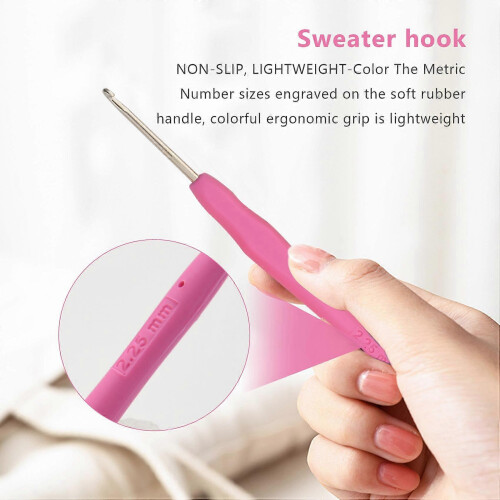 10Pcs Small Size Lace Crochet Hooks (0.5-2.75mm), Ergonomic Crochet Hooks Set with Soft Grip Handle 2