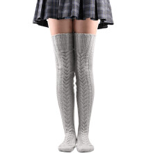 (85 cm, Gris) Chaussettes hautes en maille torsad??e pour fille, chaussettes d'hiver extra longues, gu??tres montantes