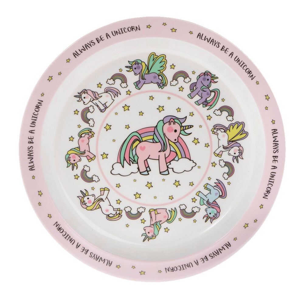Children's Unicorn Design Melamine Tableware (22Cm Plate 4941) Widdle Gifts