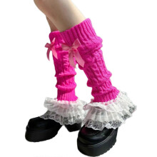 Zopfstrick Beinstulpen, fußlose Socken mit Schleifen, süße, mehrlagige Rüschen Spitzen Stiefelstulpen, Beinstulpen, Strümpfe